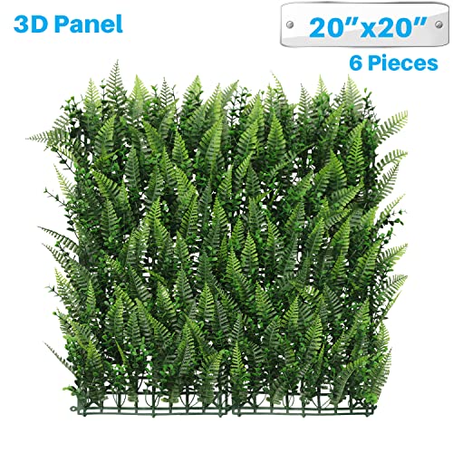 Patio Paradise Artificial Greenery Grass Wall Panels, 20"x20" (6pc) Faux Grass Boxwood Backdrop Fake Ivy Privacy Screen Green Hedge for Indoor Outdoor Décor, 10 3D Mixed - color: #10 3D Mixed, size: 20"x20"
