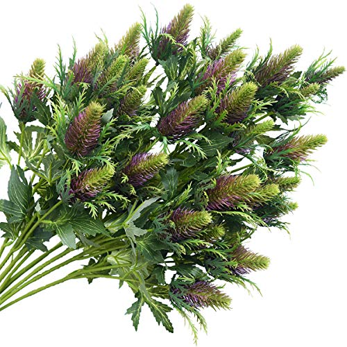 FiveSeasonStuff Real Size Artificial Thistle Flowers Real Touch 8 Stems Rustic Purple Thistle Decor Spray Eryngium | Sea Holly for Wedding Bouquet Centerpiece 26 inches - color: Purple
