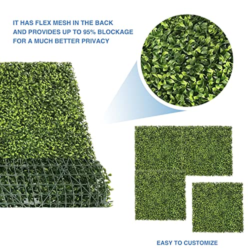 E&K 20" x 20" Artificial Plant Fence Panel Faux Leaves Grass Wall Privacy Screen Panel Decorative for Indoor Outdoor (Green Tea 02, 6 Pcs) - color: Green Tea - 02