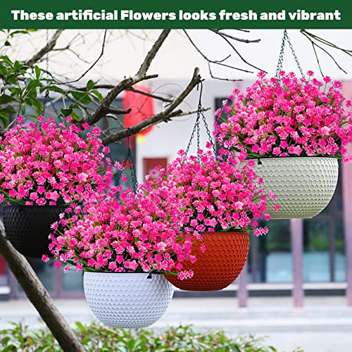 Lnoicy 20pcs Artificial Flowers for Outdoor,Plastic Flowers Decoration, UV Resistant Faux Flowers Shrubs, Artificial Plants for Indoor Outside Garden Home Wedding Farmhouse(Pink) - color: Pink, size: 20 PCS
