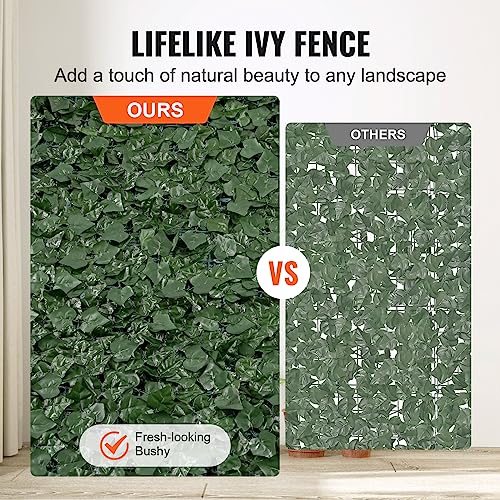 VEVOR Artificial Ivy Privacy Fence Screen, 59 x 158 in Faux Ivy Vine Leaf Hedges Fence, Greenery Privacy Fence with Mesh Cloth Backing, Green Wall Decoration for Outdoor Garden, Yard, Balcony - color: Ivy with Green Mesh Backing, size: 59 x 158 inch