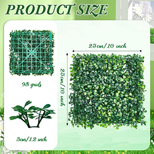 Crowye 48 Pcs 10 x 10 Inch Grass Wall Panel, Artificial Boxwood Wall Panels, Privacy Screen Greenery Backdrop UV Protected Topiary Hedge Plant for Outdoor Indoor Garden Fence Backyard Decor - size: 10 x 10 Inch