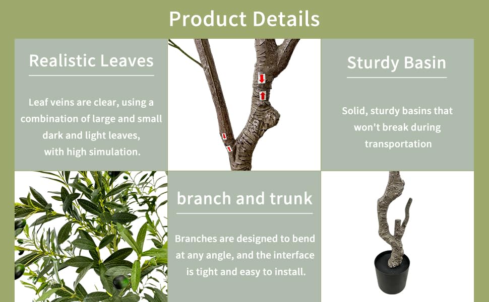 8ft Artificial Olive Tree Potted Plant | Application: Large faux olive tree decor for indoor home, office and living room arrangement - size: 8ft