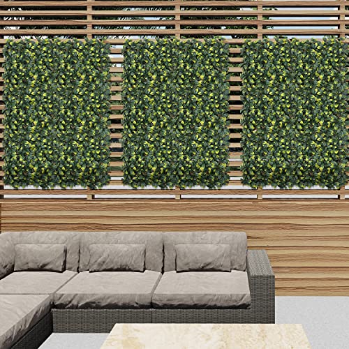 E&K 20" x 20" Artificial Plant Fence Panel Faux Leaves Grass Wall Privacy Screen Panel Decorative for Indoor Outdoor (Laurel, 6 Pcs) - color: Laurel - 01