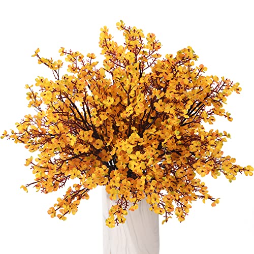 15PCS Artificial Baby Breath Flowers Fake Silk Real Touch DIY Floral Bouquets Decor Wedding Party Decoration Arrangements-Orange - color: 15pcs-orange