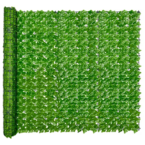Bybeton 60" x 120" Artificial Ivy Privacy Fence Screen, UV Protected Faux Ivy Privacy Fence Roll, 50 Sq. Ft. Dense Greenery Wall Panels for Outdoor Patio, Garden, Balcony and Backyard Decor - color: Light Green - Vines, size: 60 x 120 in