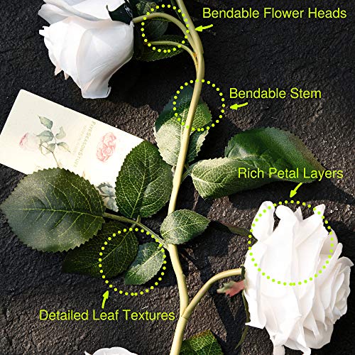 FiveSeasonStuff Floral White Artificial Silk Roses Flower Garland, Bendable Hanging Vine (2pcs, 11ft) - color: Floral White