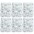 OUKANING 6 PCS Artificial Flower Wall Panels 3D Flower Wall Panel for Wall Backdrop 16" x 24" Faux Flower Wall Mat Silk Hydrangea Rose Floral Panel - color: White+Light Yellow