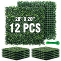 KASZOO 12 Pack 20"x20" Grass Wall Panels - Artificial Boxwood Panels for Greenery Wall Backdrop, Faux Greenery Grass Wall for Fence, Balcony, Patio, Home Decor, Outdoor Privacy Panels, 33 Sq. Ft. - size: 12 Pack, 20in x 20in