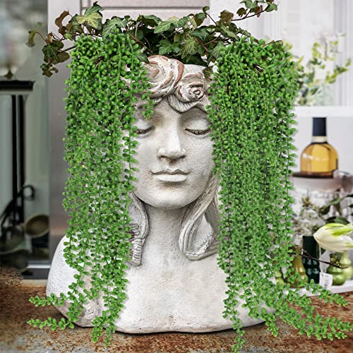 Janinka 16 Pcs Artificial Succulents Bulk Hanging Plants 24 Inches Large Fake String of Pearls Fake Plants Wall Greenery Decor for Garden Indoor Outdoor Decoration