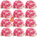 peonies artificial flowers 12 Bundles pink flowers bouquet, Lifelike Silk Fake Peonies with Stems for Home Table Centerpieces, Wedding, Party & DIY Bridal Floral Arrangements (Rose red + pink) - color: Rose Red + Pink
