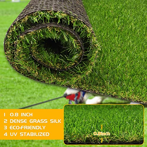 Artificial Grass Turf Lawn 1' x 8' Outdoor Rug, 0.8" Premium Realistic Turf for Garden, Yard, Home Landscape, Playground, Dogs Synthetic Grass Mat Fake Grass Rug - size: 1' x 8'