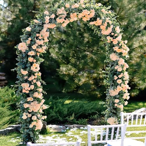 YRIOWMI 10PCS Fake Rose Garland, 7.5Ft Artificial Vines Flowers Hanging Rose Vine forfor Table Wedding Backdrop Arch Wall Party Mantle Festival Decor (Champagne) - color: Champagne