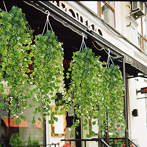 Uieke 2Pcs 3.1ft Artificial Hanging Plants Fake Plants Artificial Ivy Garland Vine Hanging Garland Faux Greenery for Outside Home Room Wall Pot Planter Indoor Outdoor Décor - color: Watermelon
