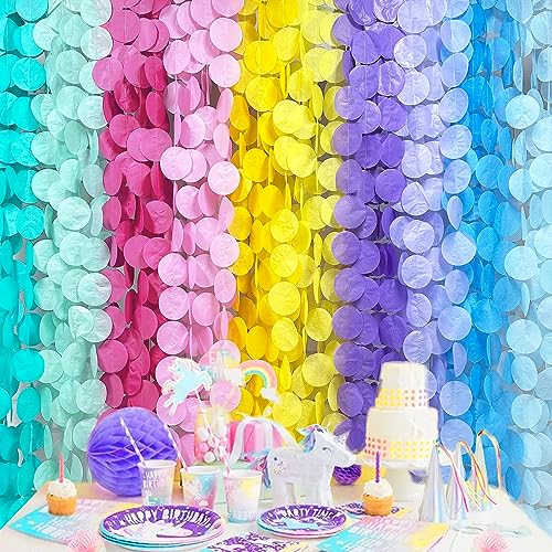 256Ft Pastel Party Decorations Big Circle Dot Backdrop Streamer Pastel Tissue Paper Polka Dots Hanging Curtain Garland for Birthday Wedding Bachelorette Engagement Baby Shower Macaron Party Supplies - color: Ombre Pastel