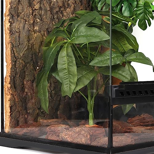 Fake Green Money Tree Plant, Reptile Decor for Terrarium, Crested Gecko Tank Accessories fit Leopard Gecko Bearded Dragon Lizard Chameleon Snake Tortoise - color: M-fake Green Money Tree Plant