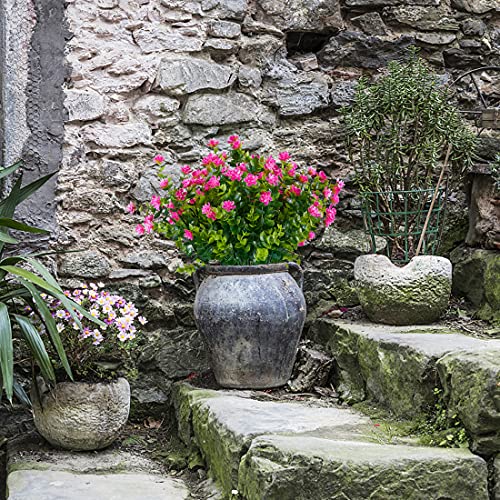 24 Bundles Artificial Flowers Fake Boxwood Shrubs UV Resistant No Fade Faux Greenery Faux Plastic Lotus for Home Garden Hanging Planter Indoor Outdoor Porch Patio Wedding Decoration(Pink) - color: Pink
