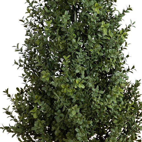 Nearly Natural 4ft UV-Resistant Artificial Boxwood Topiary Tree - Lifelike Greenery for Indoor and Outdoor Decor, Includes Nursery Planter