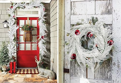 RECUTMS 2pcs Artificial Fall Garland Faux Hanging Boston 6FT Fern Garlands Fake Greenery Ferns Plants for Halloween Thanksgiving Wedding Indoor Outdoor Party Wall Door Frame Fireplace Decor(White) - color: White-fern2pcs