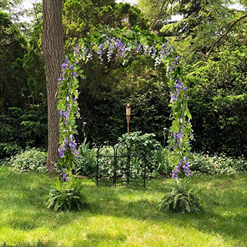 DearHouse 4Pcs 6.6Ft/Piece Artificial Flowers Silk Wisteria Garland Artificial Wisteria Vine Rattan Silk Hanging Flower for Home Garden Outdoor Ceremony Wedding Arch Floral Decor(Light Purple) - color: Light Purple