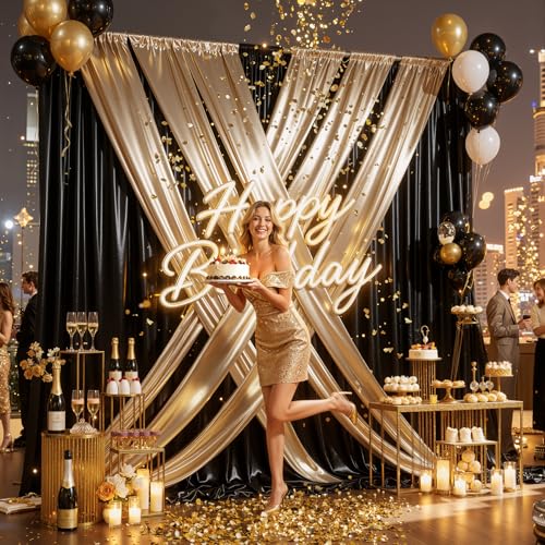 20ftx10ft Champagne Sequin Backdrop Curtain for Parties, Wrinkle Free Thick Glitter Sparkle Photo Backdrop Drapes 4 Panels 5x10FT Shimmer Back Drop Cloth for Wedding Birthday Photography Background - color: Champagne, size: 5'W×10'H _4 Panels