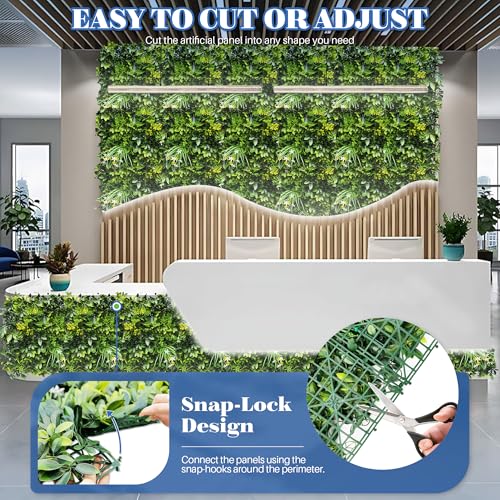 ECOOPTS 20"x20" Faux Ivy Privacy Fence Screen Artificial Boxwood Panels Topiary Hedge Plants for Indoor Outdoor Decoration, #6 Mixed Leaves, 6 Packs - color: #6 Mixed Leaves, size: 20"x20"