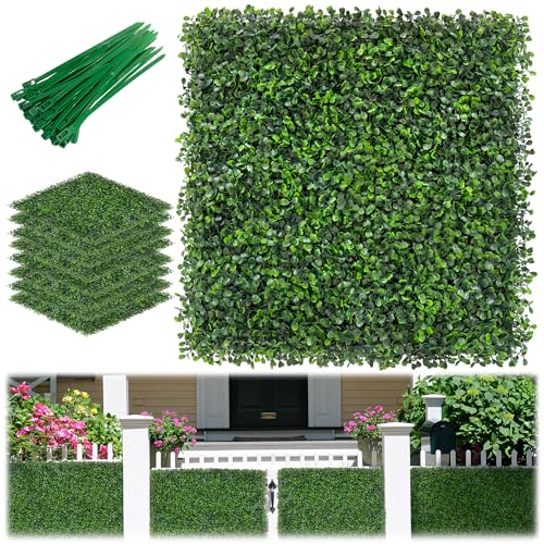TTTM Artificial Grass Wall Backdrop Panels: 20"x 20" (12P) UV-Anti Faux Greenery Boxwood Hedge Screen for Indoor Outdoor Fake Plants Decor, Privacy Fence, Patio, Balcony, Party Decor - size: 20"X20"-12P