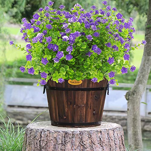Artificial Flowers Outdoor Fake Flowers - 20 Bundles UV Resistant Faux Plastic Flowers Outdoors Greenery Shrubs for Outside Indoor Decoration(Purple) - color: Purple, size: 20 Bundles