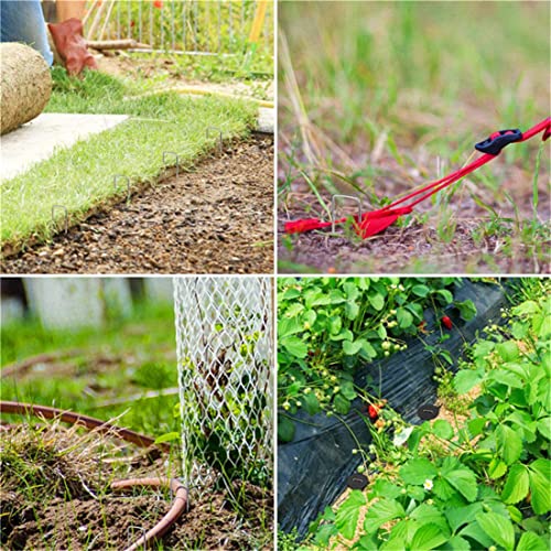 Garden Pegs Pins Gardening Stakes Landscape Staples Ground Anchor Peg U Shape Steel Nail Pins for Artificial Grass Sod Weed Membrane Grass Fabric Netting, 15 Pack