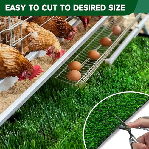 DRQ Chicken Nesting Pads, Washable Artificial Grass Nesting Pads for Chicken Coop, Soft Nesting Box Pads for Chickens & Nesting Boxes, 12"×12" (GreenGreen, 6pack)
