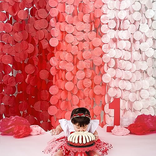 192 Ft Red Party Decorations Ombre Red Polka Dot Backdrop Streamer Tissue Paper Circle Dots Hanging Garland for Birthday Graduation Engagement Wedding Anniversary Valentines Holiday Hen Party Supplies - color: Ombre Red