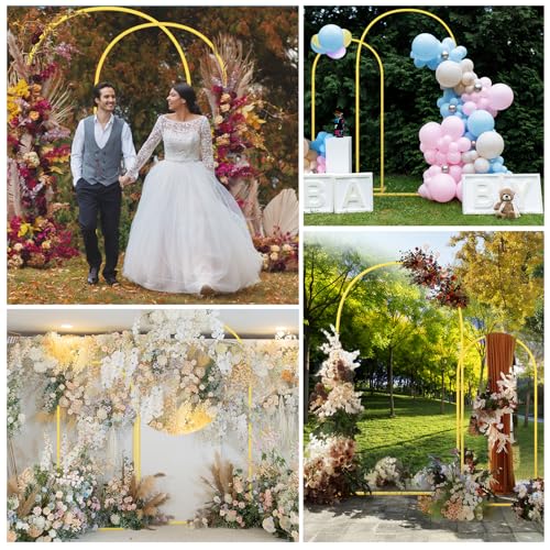 Metal Arch Backdrop Stand Wedding Arch frame Set of 2 (7.2FT,6FT) Gold Balloon Backdrop Arch Stand for Wedding Ceremony Birthday Party Baby Shower Graduation Ceremony Decoration - size: 7.2FT,6FT