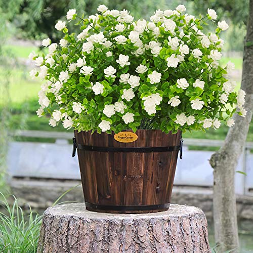 Artificial Flowers Outdoor,8 Bundles UV Resistant Outdoor Fake Flowers,Outside Plastic Faux Flowers Greenery Shrubs Plants for Indoor Outside Planter Home Porch Decor(White) - color: White, size: 8 Bundles