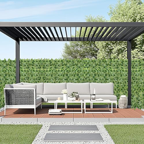 Artificial Ivy Privacy Fence Screen,39.4" X 197" UV-Anti Fake Leaves Plant Vine,Privacy Hedges Wall for Indoor Outdoor Garden Backyard Decor,Color Watermelon Leaves - color: Color Printing Watermelon Leaves, size: 39.4"x197"