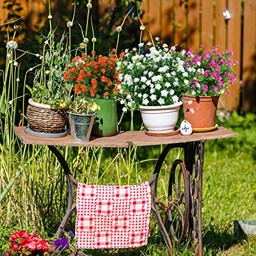 24 Bundles Artificial Flowers Fake Boxwood Shrubs UV Resistant No Fade Faux Greenery Faux Plastic Lotus for Home Garden Hanging Planter Indoor Porch Patio Office Wedding Decoration(White) - color: White