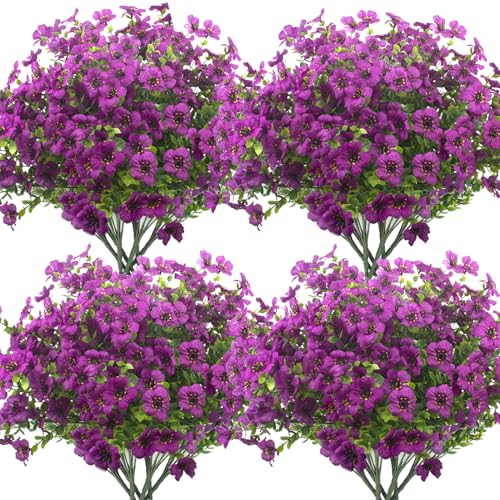 Grunyia 10 Bundles Artificial Flowers Outdoor UV Resistant Fake Flowers No Fade Faux Plants Garden Porch Window Box Decorating (Light Purple) - color: Light Purple