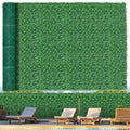 Grooy 71"x 126"(62 sq.ft) Artificial Boxwood Roll Panels with Flowers, UV-Anti Faux Ivy Leaves Privacy Fence Screen, Grass Wall Roll Panels for Indoor Home Decor and Outdoor Garden Backyard - size: 71x126 in 1 piece