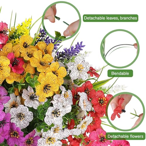 AGIRL 12 Bundles Artificial Flowers for Outdoor,No Fade Fake Plastic Flower Lavender Monkey Grass for Decoration,Faux Plants Hanging Planters Indoor Outside Garden Porch Window Box Home Wedding - color: Multi Color, size: 12