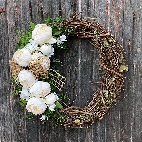 Silk Peony Bouquet Vintage Artificial Peonies Flower for Home Wedding Party Decor (1pcs, White) - color: White