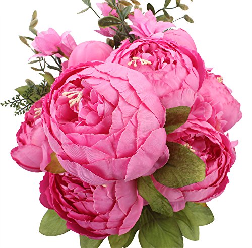 Duovlo Springs Flowers Artificial Silk Peony Bouquets Wedding Home Decoration,Pack of 1 (Spring Peach Pink) - color: Spring Peach Pink