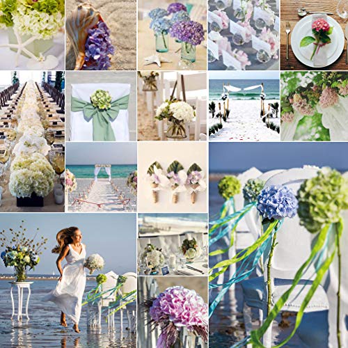 DuHouse Artificial Hydrangea Silk Flower Heads with Stem Fake Blue Hydrangea Bigger Flowers for Wedding Home Garden Centerpiece Pack of 6 - color: Blue
