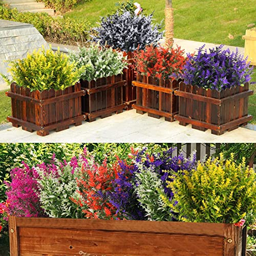 RECUTMS 8 Bundles Artificial Flowers Outdoor UV Resistant Fake Flowers Fake Outside Plants Plastic Outdoor Flowers for No Fade Faux Plastic Plants Garden Porch Window Box Décor(Black+White) - color: Black+white, size: 8 Bundles