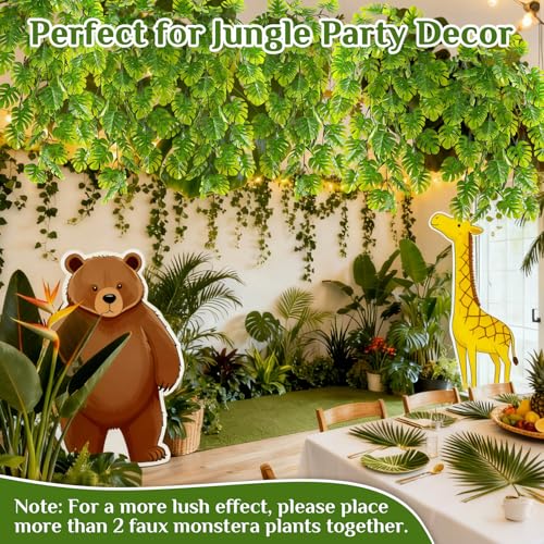 RAINFLOW 3PCS Fake Hanging Plants - 27.5" Uv Resistant Artificial Monstera Vines with 69 Ivy Leaves, Faux Monstera Plant for Wall Shelf Room Patio Garden Wedding Hawaiian Jungle Themed Party Decro - size: 27.5"