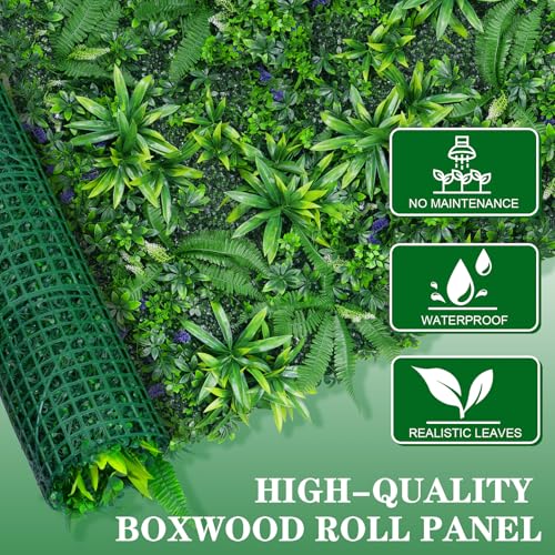 Grooy Artificial Boxwood Roll Panels, Grass Wall Panels 60"x180"(75 SQFT), Privacy Hedge Fence Screen with UV Protection, Fake Greenery Backdrop for Indoor Wedding and Outdoor Garden Backyard - color: Dracaena, size: 60''x180''