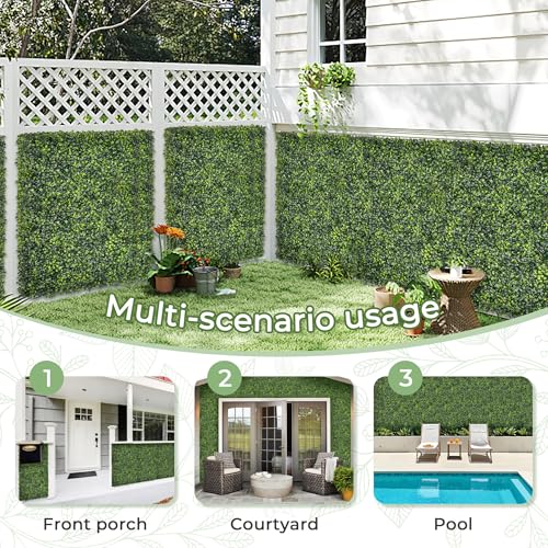 Artificial Boxwood Backdrop Roll: 72"x144" (72 sqft) UV-Anti Greenery Faux Grass Hedge for Indoor Outdoor Green Wall Decor, Patio Privacy Screen, Garden Fence Covering - size: 72"X144"