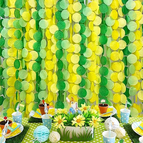 205Ft Yellow Green Party Decorations Ombre Green Yellow Circle Dot Backdrop Garland Tissue Paper Polka Dots Hanging Streamer for Spring Summer Birthday Engagement Wedding Bridal Shower Party Supplies - color: Ombre Yellow Green