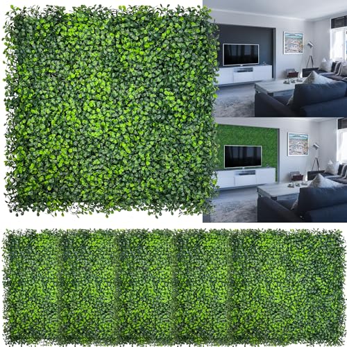 Artificial Boxwood Panels,20"x 20"(8P) UV-Anti Faux Grass Panels for Interior Wall, Greenery Backdrop,Garden and Indoor Outdoor Plant Wall&Fence Covering Privacy for Backyard Decor - size: 20"x20" 8