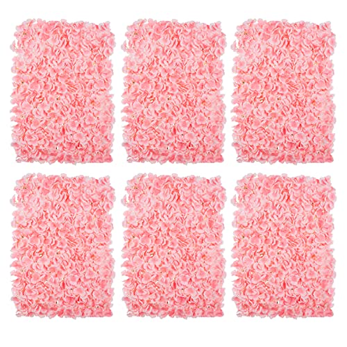 BLOSMON Flower Wall Panel Backdrop Decor Blush Artificial Floral Backdrop for Wedding Party Baby Bridal Shower, 6 Pcs Hanging 3D Fake Hydrangea Wall Decoration, Silk Faux Hydrangea Flower Backdrop - color: Blush