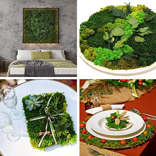 Jutom Dried Moss Table Runner Preserved Moss Mat Artificial Green Moss Roll for Party Tabletop Decoration Fairy Gardens Wedding Arts Crafts, Dark Green, 6 x 40 (4 Pcs)