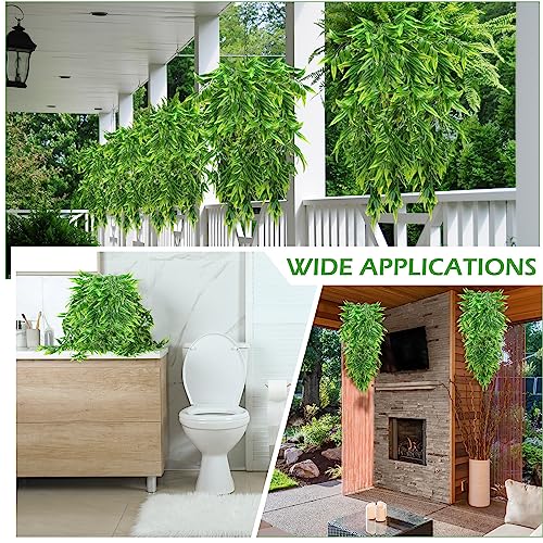 Hoteam 12 Pcs Artificial Hanging Plants 32 Inch Fake Ivy Vines with Fake Leaves Patio Artificial Plants Greenery for Living Room Indoor Outdoor Wall, No Basket (Bamboo Leaf) - color: Bamboo Leaf